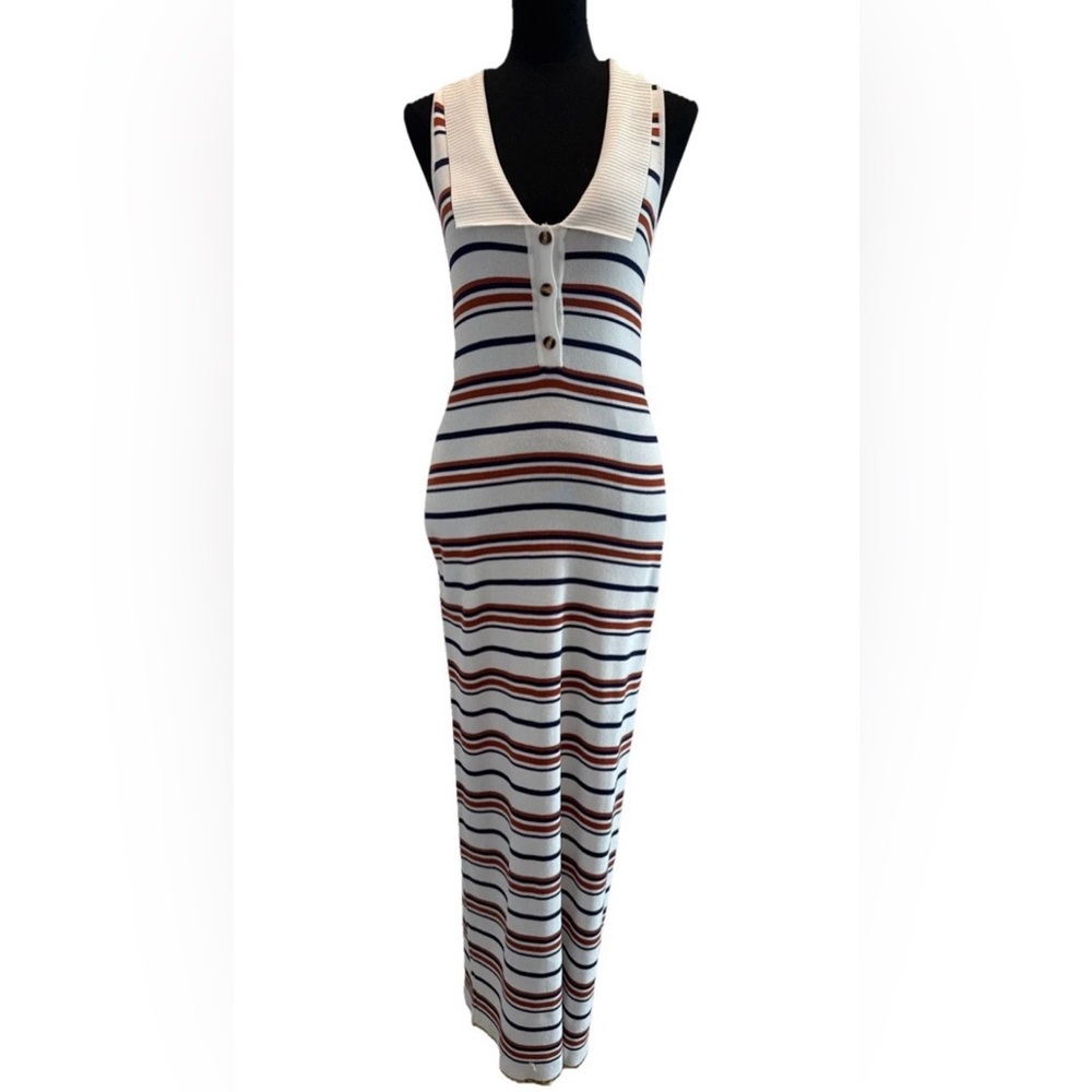Good Time USA Women's Sleeveless Multicolor Striped Maxi Dress, Size Large, NWT